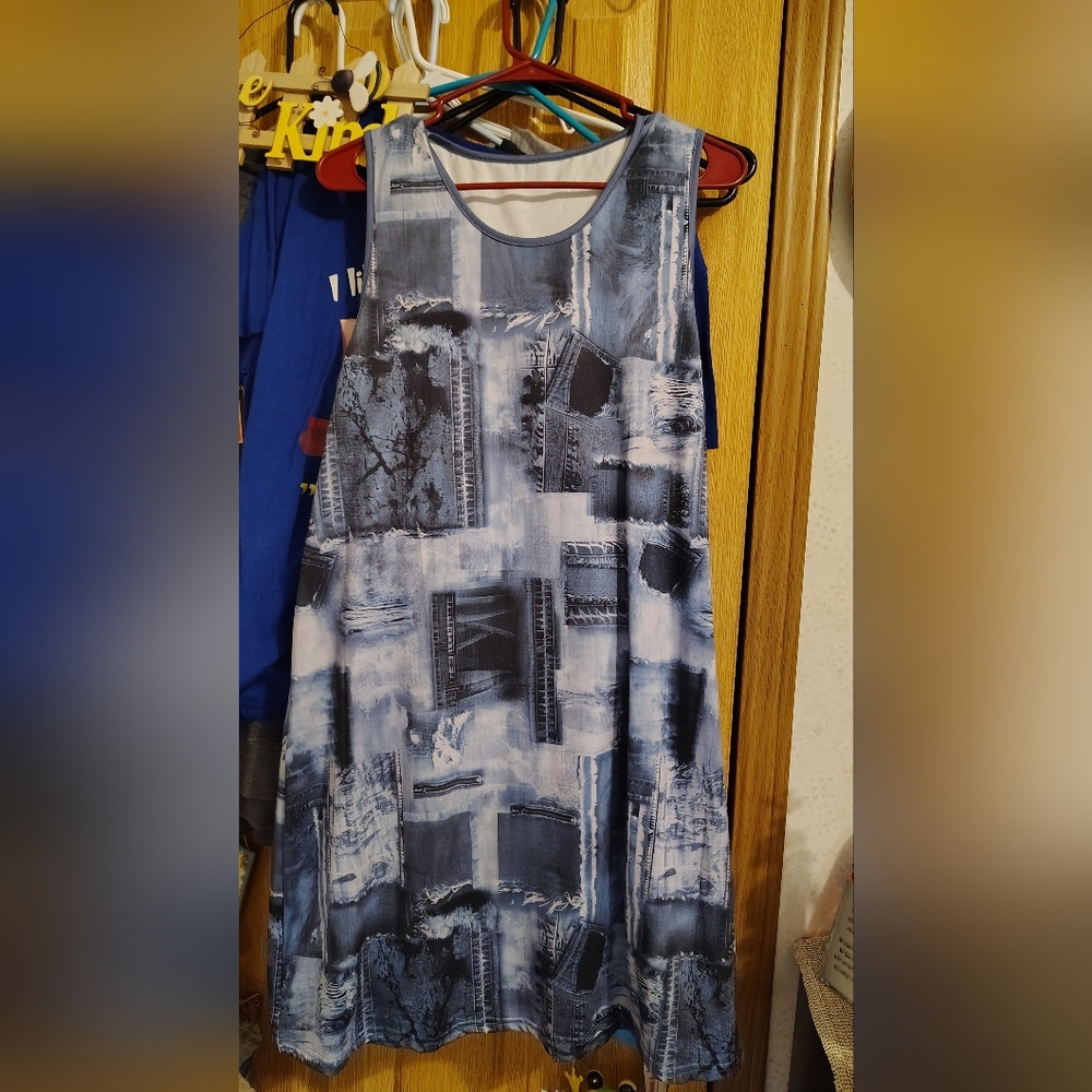 Chic Denim-Inspired Midi Dress